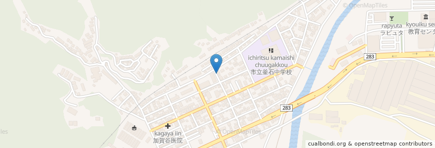 Mapa de ubicacion de かわしまバスラーメン en 日本, 岩手県, 釜石市.