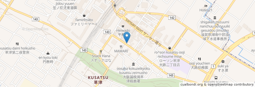 Mapa de ubicacion de Kakimaru en ژاپن, 滋賀県, 草津市.