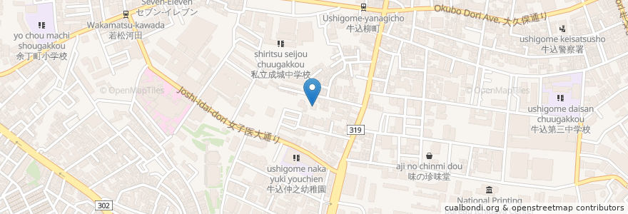 Mapa de ubicacion de 長厳寺 en Jepun, 東京都, 新宿区.