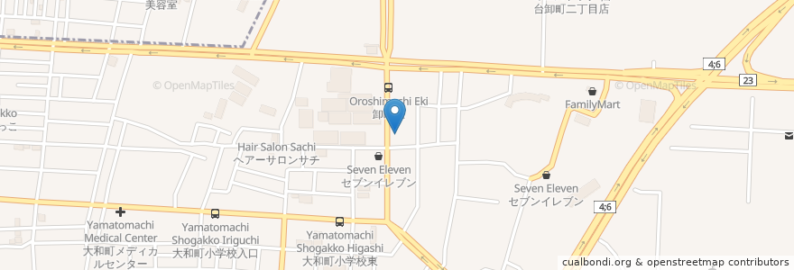 Mapa de ubicacion de 仙台牛一頭買い焼肉 明月苑 大和町店 en 日本, 宫城县, 仙台市, 若林区.