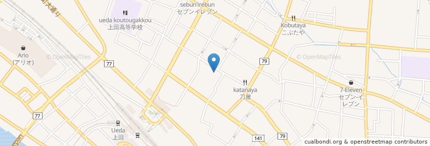 Mapa de ubicacion de 上田でんき館 en Japón, Prefectura De Nagano, 上田市.