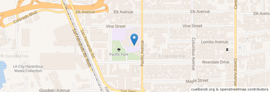 Mapa de ubicacion de Pacific Park Library en Amerika Syarikat, California, Los Angeles County, Glendale.