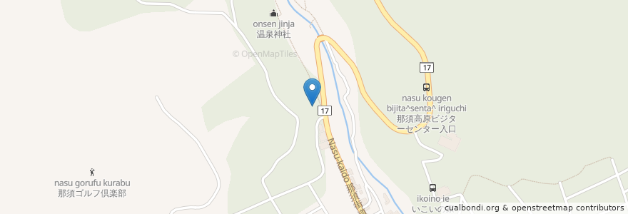 Mapa de ubicacion de 足湯こんばいろの湯 en Japón, Prefectura De Tochigi, 那須郡, 那須町.