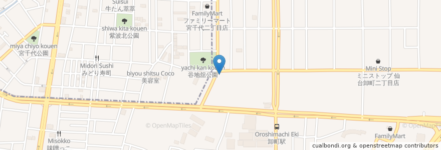 Mapa de ubicacion de イオン薬局 en 日本, 宫城县, 仙台市, 若林区.