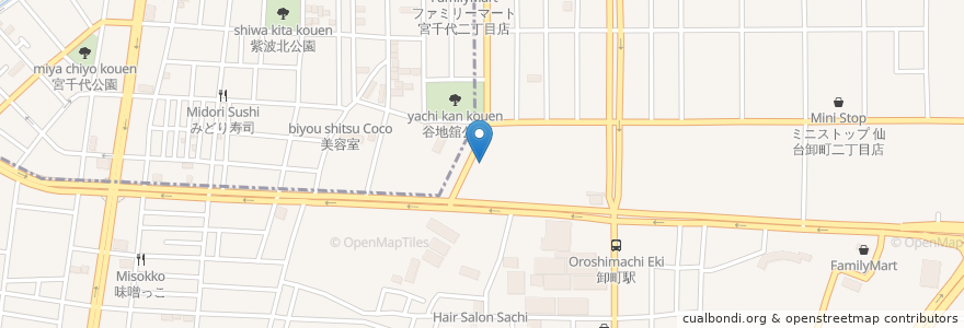Mapa de ubicacion de ビッグママランド 卸町園 en Japan, Präfektur Miyagi, 仙台市, 若林区.