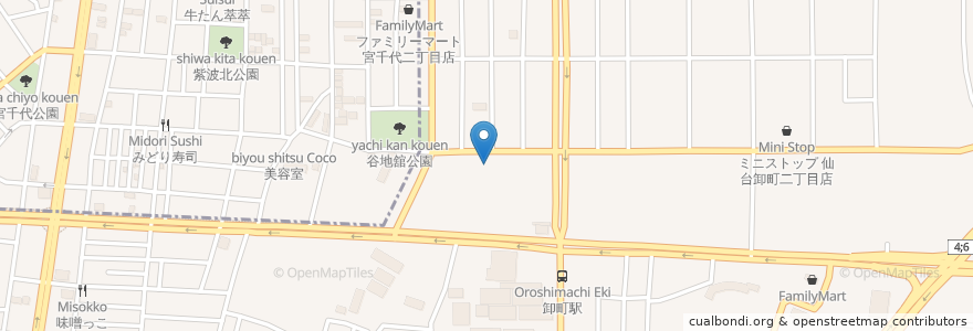 Mapa de ubicacion de はなまるうどん en Япония, Мияги, 仙台市, 若林区.