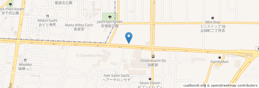Mapa de ubicacion de ダブルトールカフェ en Giappone, 宮城県, 仙台市, 若林区.