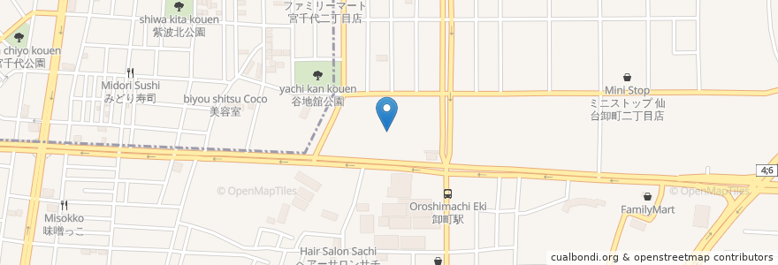Mapa de ubicacion de ずんだ茶寮 en Japão, 宮城県, 仙台市, 若林区.