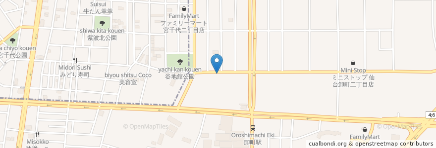 Mapa de ubicacion de カンティーヌ・ルポゼ en 日本, 宮城県, 仙台市, 若林区.