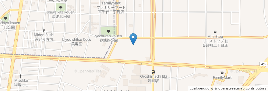 Mapa de ubicacion de モッチーズパスタ en ژاپن, 宮城県, 仙台市, 若林区.