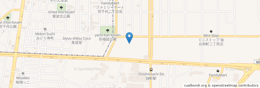 Mapa de ubicacion de サーティワン en 일본, 미야기현, 仙台市, 若林区.