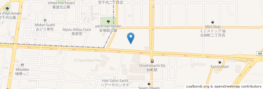 Mapa de ubicacion de カルディ コーヒーファーム en Япония, Мияги, 仙台市, 若林区.
