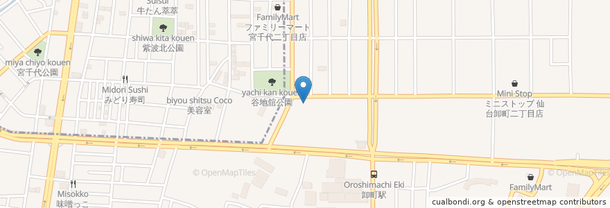 Mapa de ubicacion de Nova en 일본, 미야기현, 仙台市, 若林区.