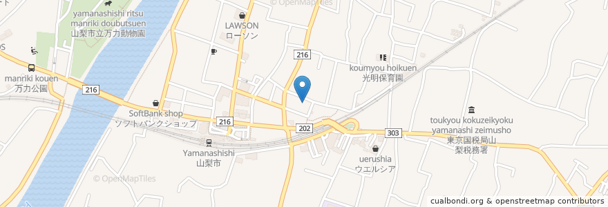 Mapa de ubicacion de いずや en Jepun, 山梨県, 山梨市.