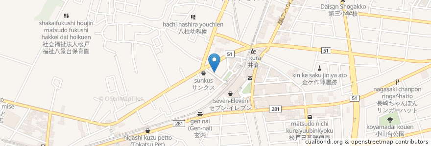 Mapa de ubicacion de 八柱動物病院 en Japan, Chiba Prefecture, Matsudo.