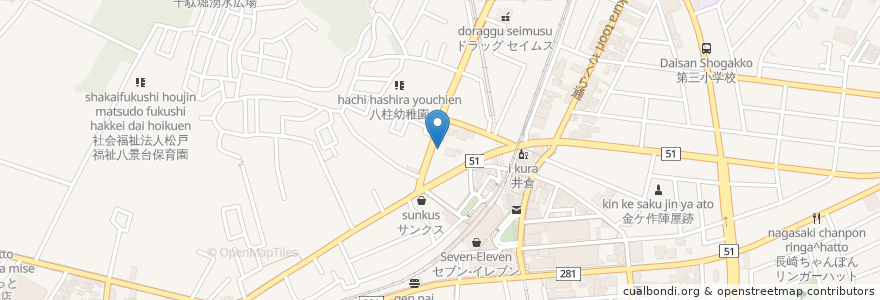 Mapa de ubicacion de Times en اليابان, 千葉県, 松戸市.