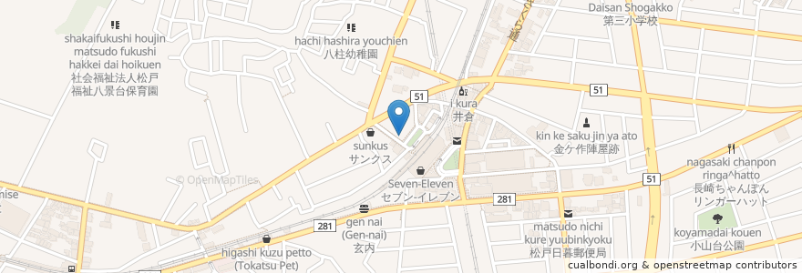 Mapa de ubicacion de 上原こどもクリニック en Japão, 千葉県, 松戸市.