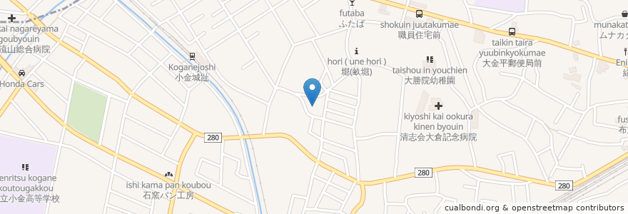 Mapa de ubicacion de 大谷口 神明神社 en اليابان, 千葉県, 松戸市.