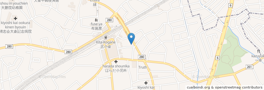 Mapa de ubicacion de カリブ en Japonya, 千葉県, 松戸市.