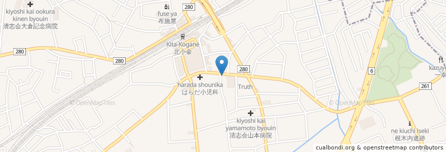 Mapa de ubicacion de さくら歯科医院 en 日本, 千葉県, 松戸市.