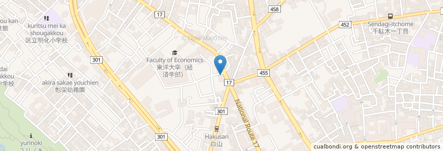 Mapa de ubicacion de マツモトキヨシ en Japan, 東京都, 文京区.