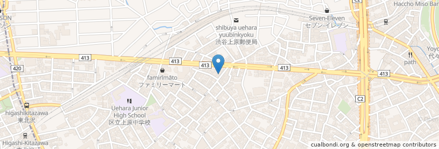 Mapa de ubicacion de ドラッグタカダ en Jepun, 東京都, 渋谷区.
