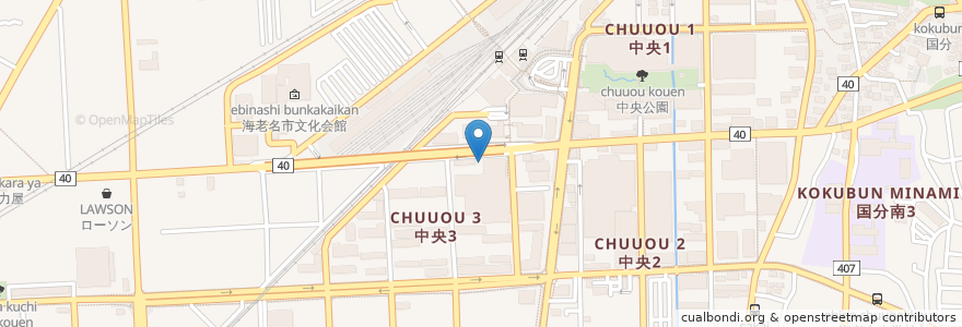 Mapa de ubicacion de ショッパーズプラザ海老名駐輪場 en 日本, 神奈川県, 海老名市.