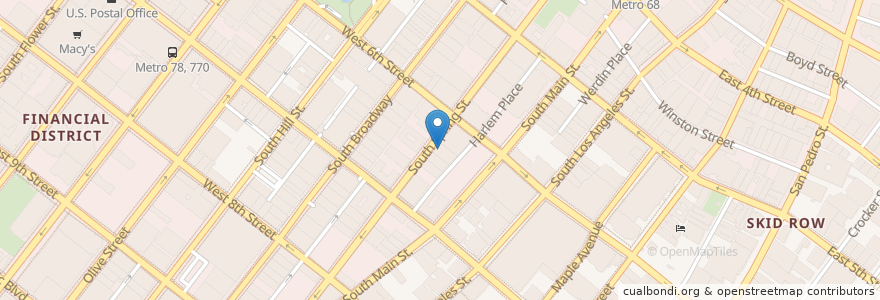 Mapa de ubicacion de Exchange LA en 미국, 캘리포니아주, Los Angeles County, 로스앤젤레스.