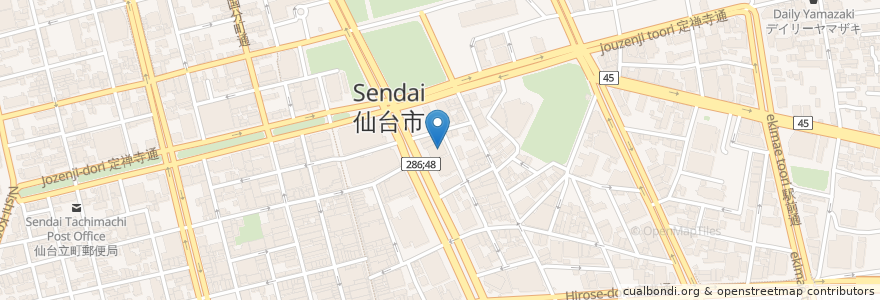 Mapa de ubicacion de 仙台商工会議所会館 en Japan, Miyagi Prefecture, Sendai, Aoba Ward.