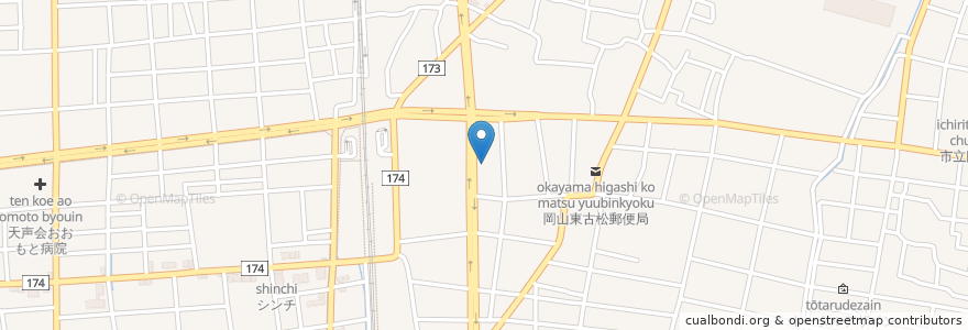 Mapa de ubicacion de インドダイニングカフェ アサ en 일본, 오카야마현, 岡山市, 北区.