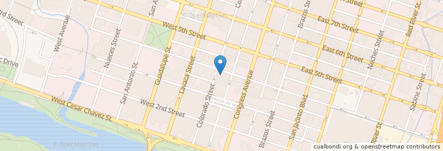 Mapa de ubicacion de Parker Jazz Club en アメリカ合衆国, テキサス州, Travis County, Austin.