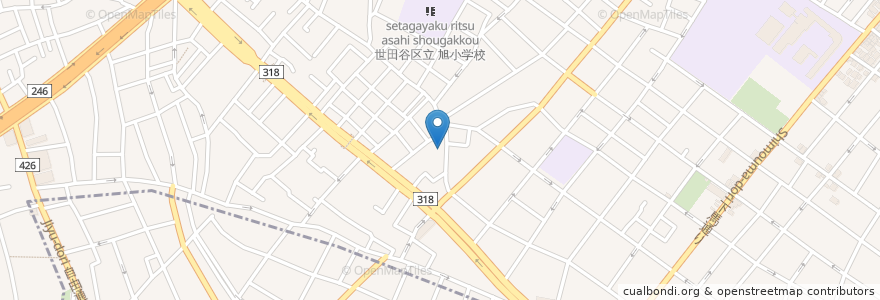 Mapa de ubicacion de 駒沢稲荷神社 en Japan, 東京都, 目黒区, 世田谷区.