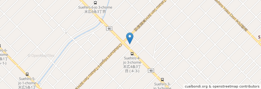 Mapa de ubicacion de 旭川しんきん en 日本, 北海道, 上川総合振興局, 旭川市.