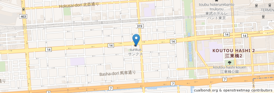 Mapa de ubicacion de マキネスティコーヒー en 日本, 東京都, 墨田区.