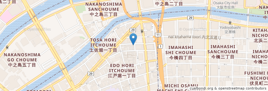 Mapa de ubicacion de KAMOME en Япония, Осака, 大阪市, 北区, 西区.