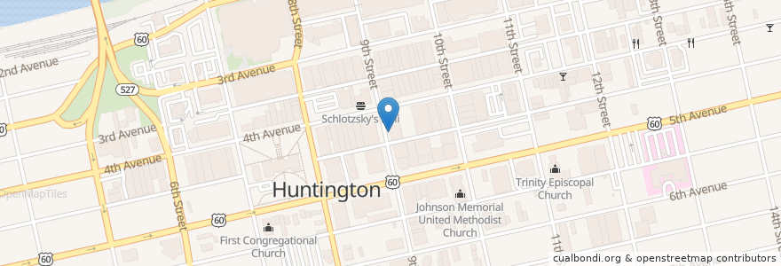 Mapa de ubicacion de Rx Travel Doctor en United States, West Virginia, Huntington, Cabell County.