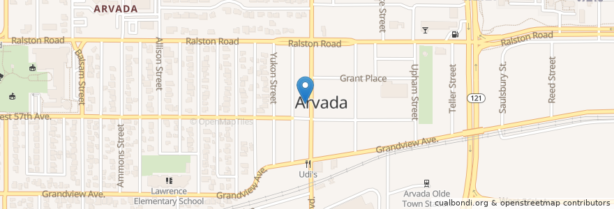 Mapa de ubicacion de The Arvada Tavern en United States, Colorado, Arvada, Jefferson County.