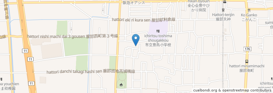 Mapa de ubicacion de 忍法寺 en Japón, Prefectura De Osaka, 豊中市.