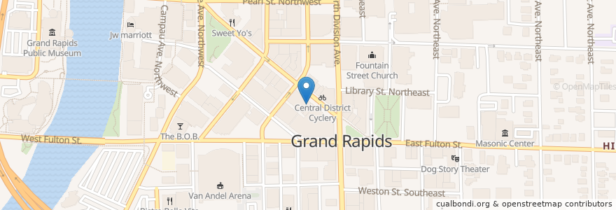 Mapa de ubicacion de Grand Central Deli en Estados Unidos De América, Míchigan, Kent County, Grand Rapids.