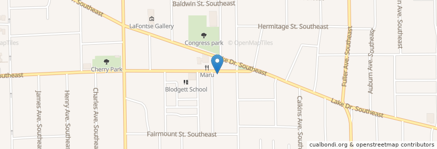 Mapa de ubicacion de Furniture City Creamery en United States, Michigan, Kent County, Grand Rapids.