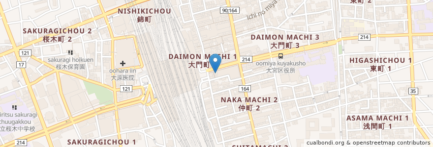 Mapa de ubicacion de カラオケ館 en 日本, 埼玉県, さいたま市, 大宮区.