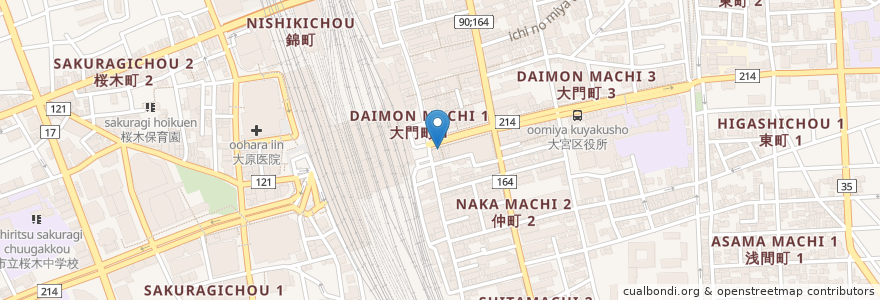 Mapa de ubicacion de さぼてん en 日本, 埼玉县, 埼玉市, 大宮区.