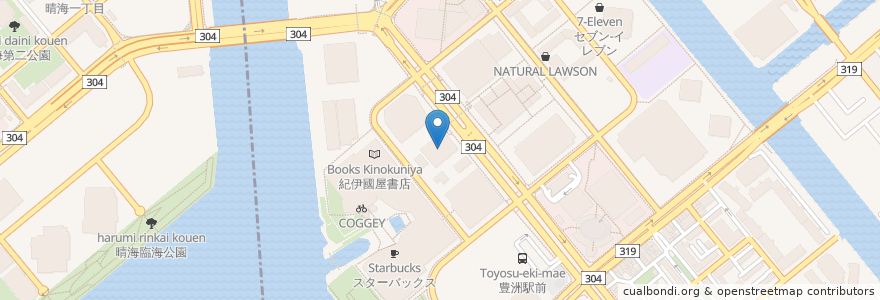 Mapa de ubicacion de トーヨータイヤ 豊洲ドーム en اليابان, 東京都, 江東区.