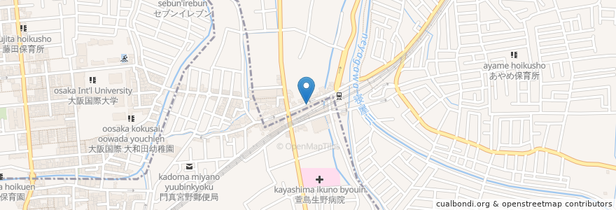 Mapa de ubicacion de 酒菜 銀しゃり 木綿や en 日本, 大阪府, 寝屋川市.