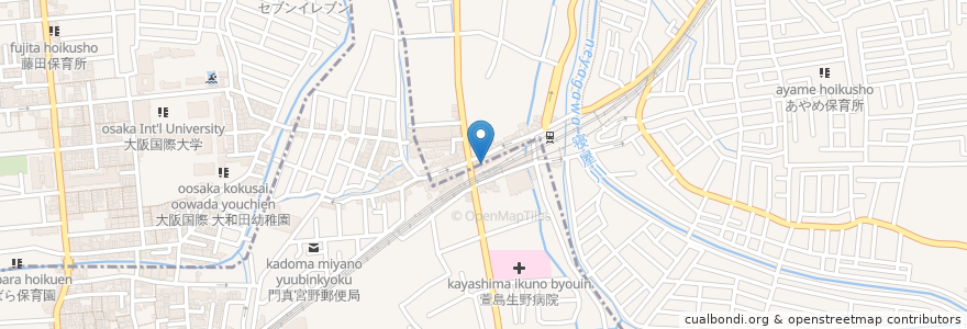 Mapa de ubicacion de やいていや en Япония, Осака, 寝屋川市.