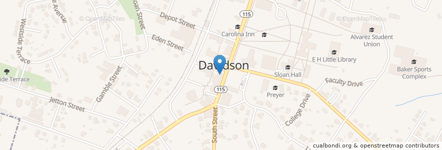 Mapa de ubicacion de The Soda Shop en Estados Unidos De América, Carolina Del Norte, Mecklenburg County, Davidson.