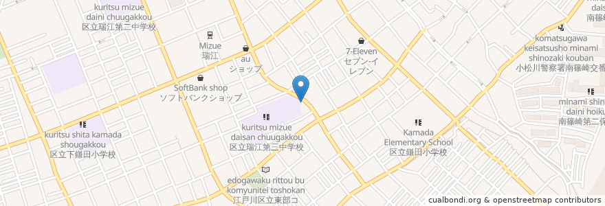 Mapa de ubicacion de 下鎌田べび土手公園トイレ en Jepun, 東京都, 江戸川区.