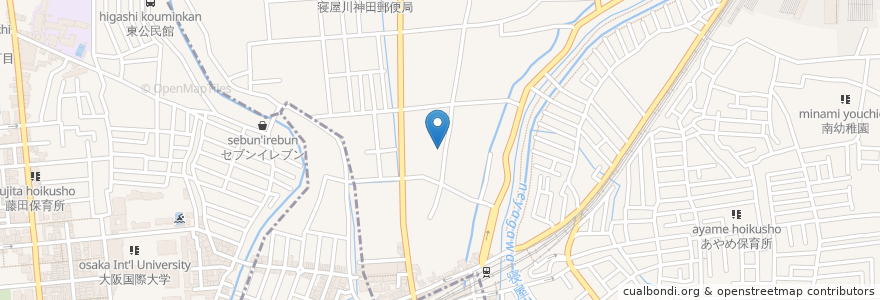 Mapa de ubicacion de 法安寺 en 日本, 大阪府, 寝屋川市.