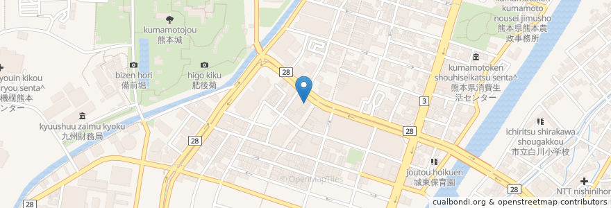Mapa de ubicacion de Puchi Marry en Japonya, 熊本県, 熊本市, 中央区.