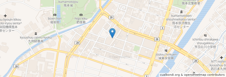 Mapa de ubicacion de ドラッグイレブン en 日本, 熊本县, 熊本市, 中央区.